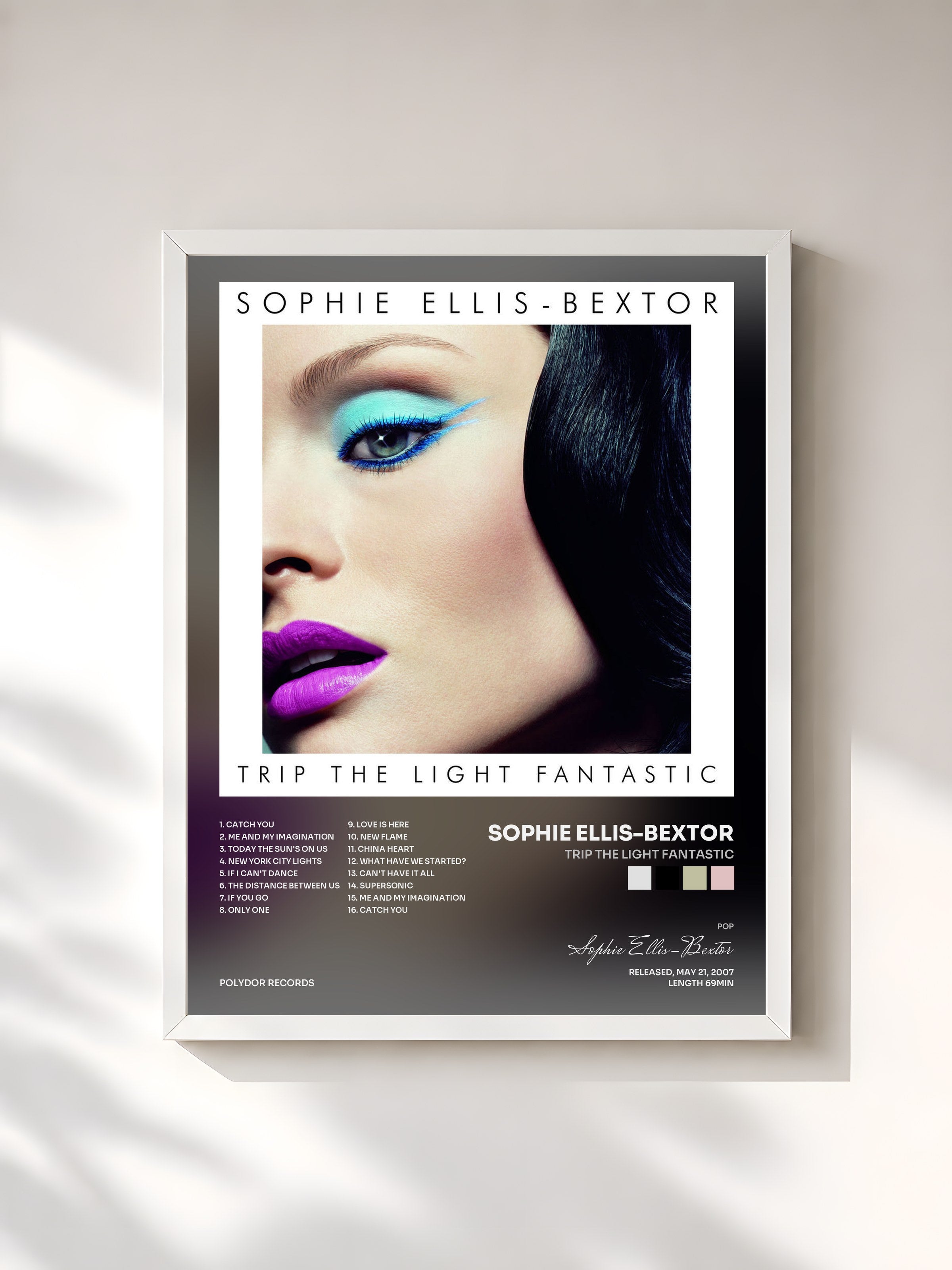 #blanc Tableau de l'album Trip The Light Fantastic de Sophie Ellis-Bextor, cadre blanc, imprimé et encadré en France
