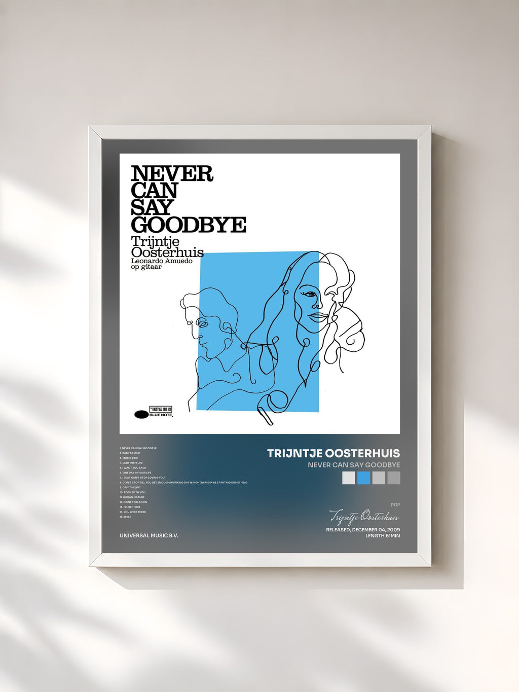 #blanc Never Can Say Goodbye by Trijntje Oosterhuis as a framed art print, white frame, printed and framed in France