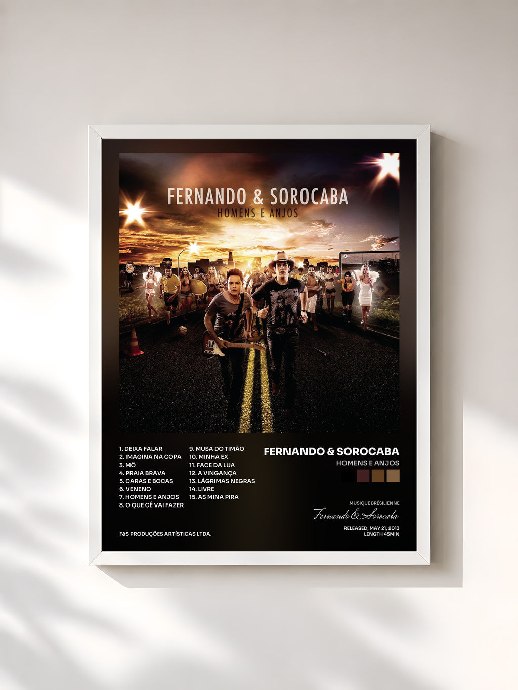 #blanc Tableau de l'album Homens e Anjos de Fernando & Sorocaba, cadre blanc, imprimé et encadré en France