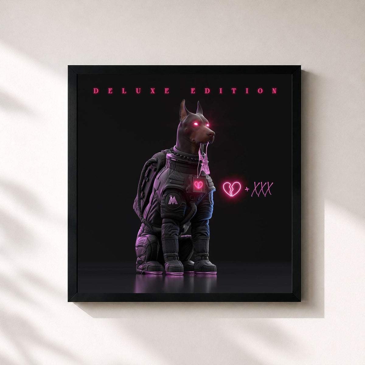 #noir Tableau carré de l'album The Love & Sex Tape (Deluxe Edition) de Maluma, cadre noir 32x32 cm