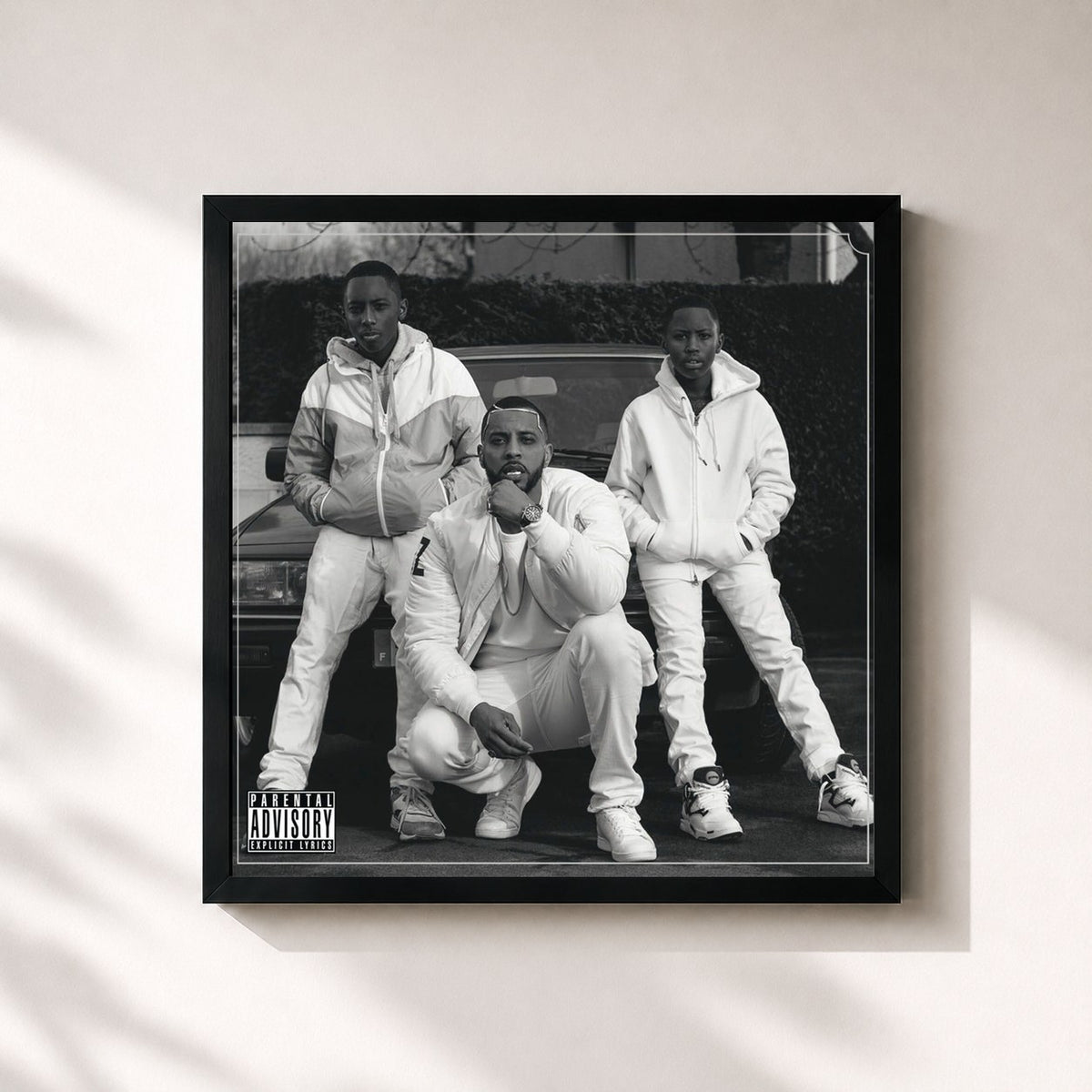 #noir Tableau carré de l'album Rap Machine de disiz, cadre noir 32x32 cm