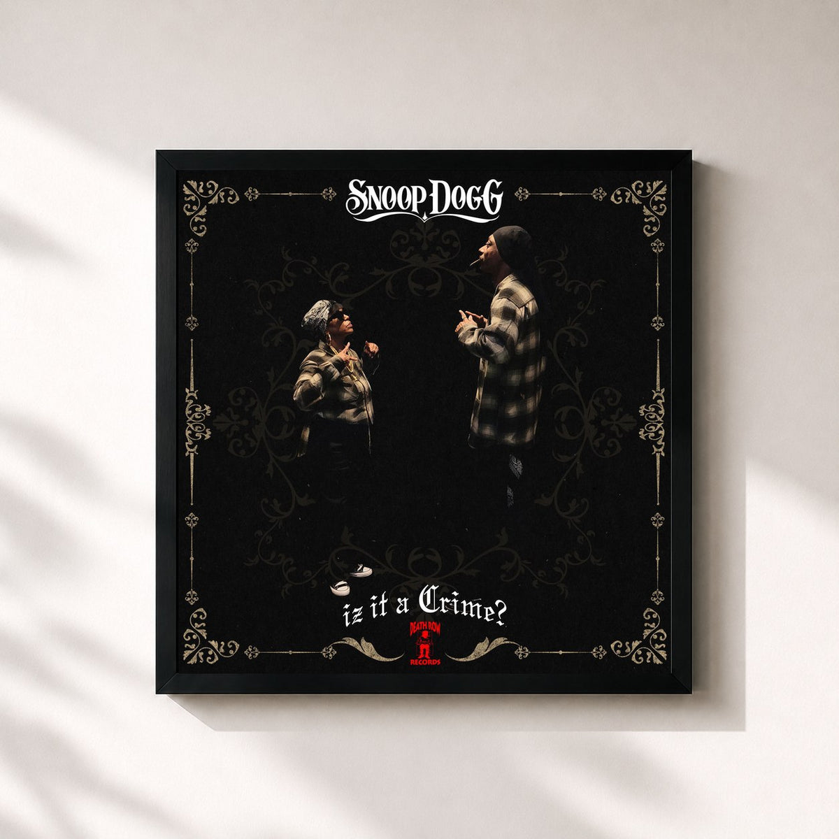 #noir Tableau carré de l'album Iz It a Crime? de Snoop Dogg, cadre noir 32x32 cm