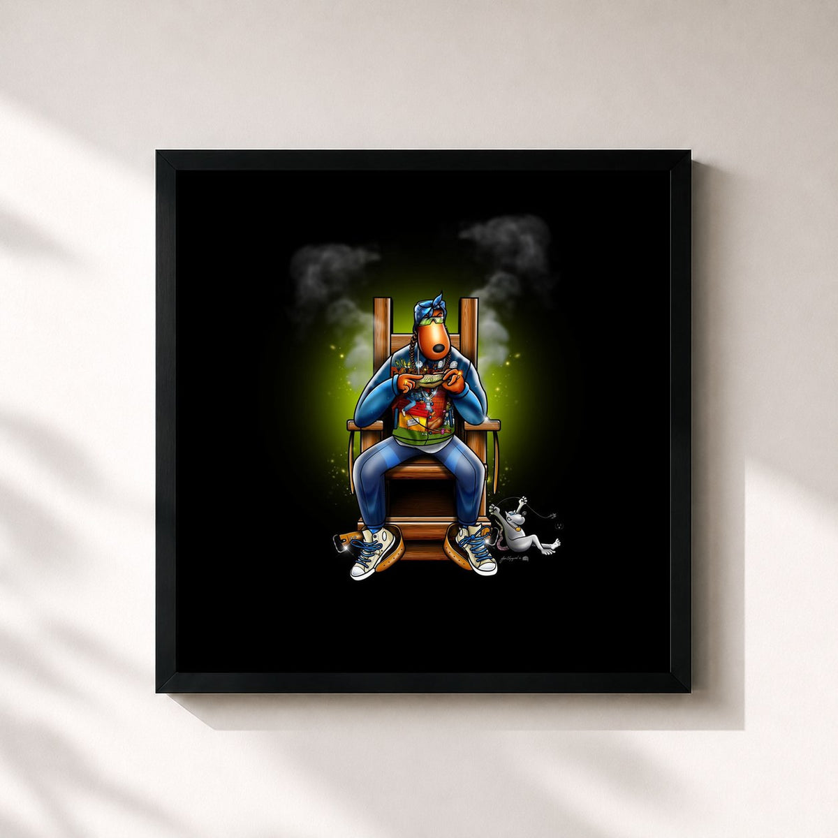 #noir Tableau carré de l'album BODR de Snoop Dogg, cadre noir 32x32 cm