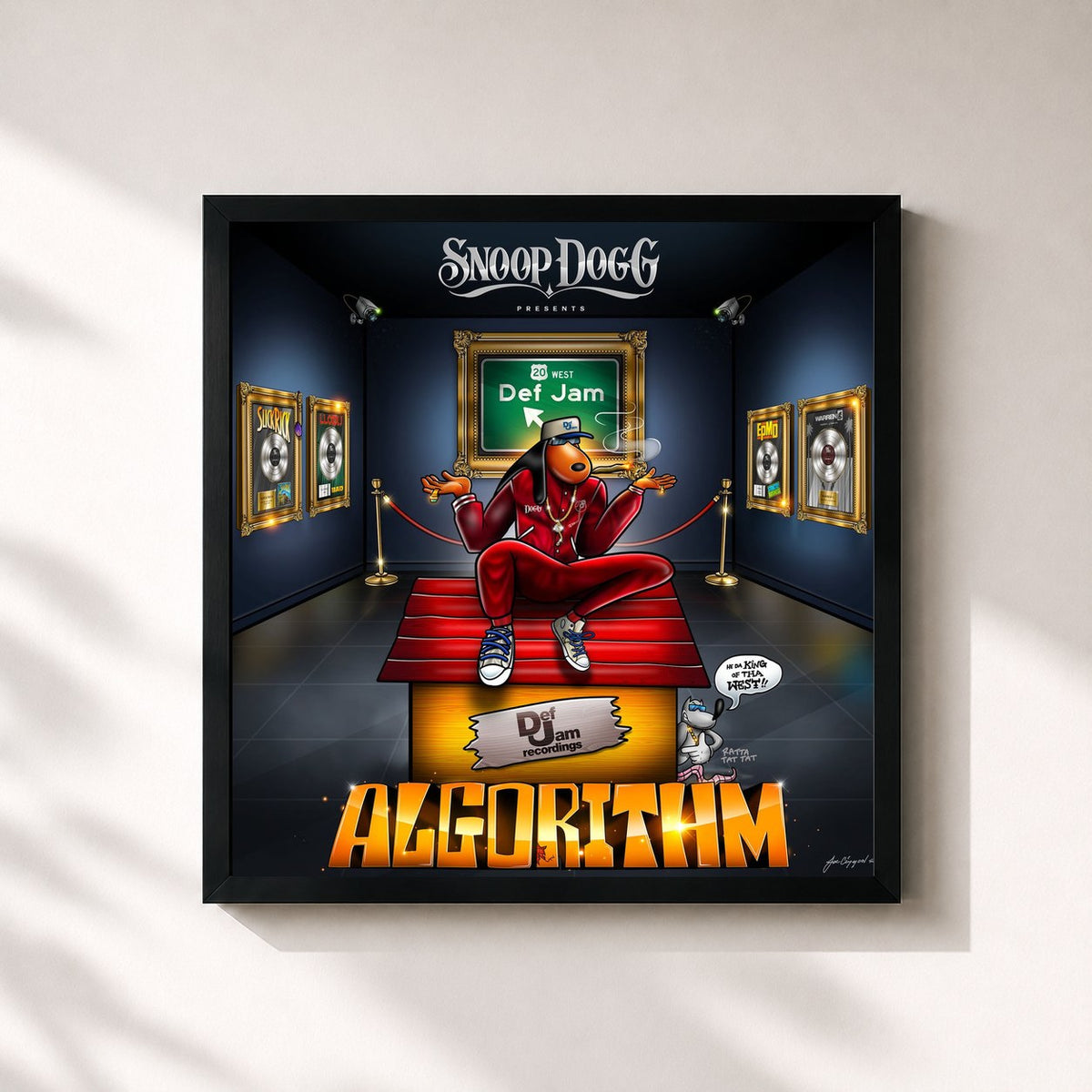 #noir Tableau carré de l'album Snoop Dogg Presents Algorithm de Snoop Dogg, cadre noir 32x32 cm