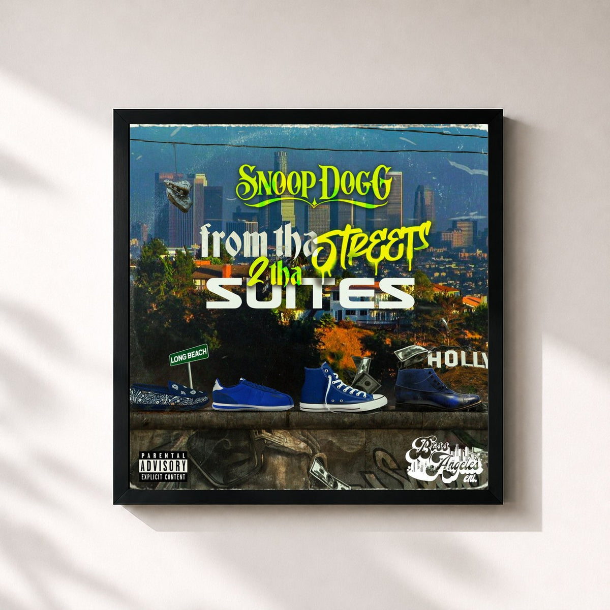 #noir Tableau carré de l'album From Tha Streets 2 Tha Suites de Snoop Dogg, cadre noir 32x32 cm