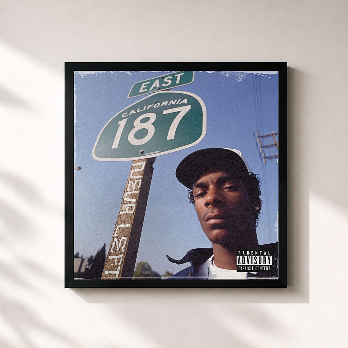 #noir Tableau carré de l'album Neva Left de Snoop Dogg, cadre noir 32x32 cm