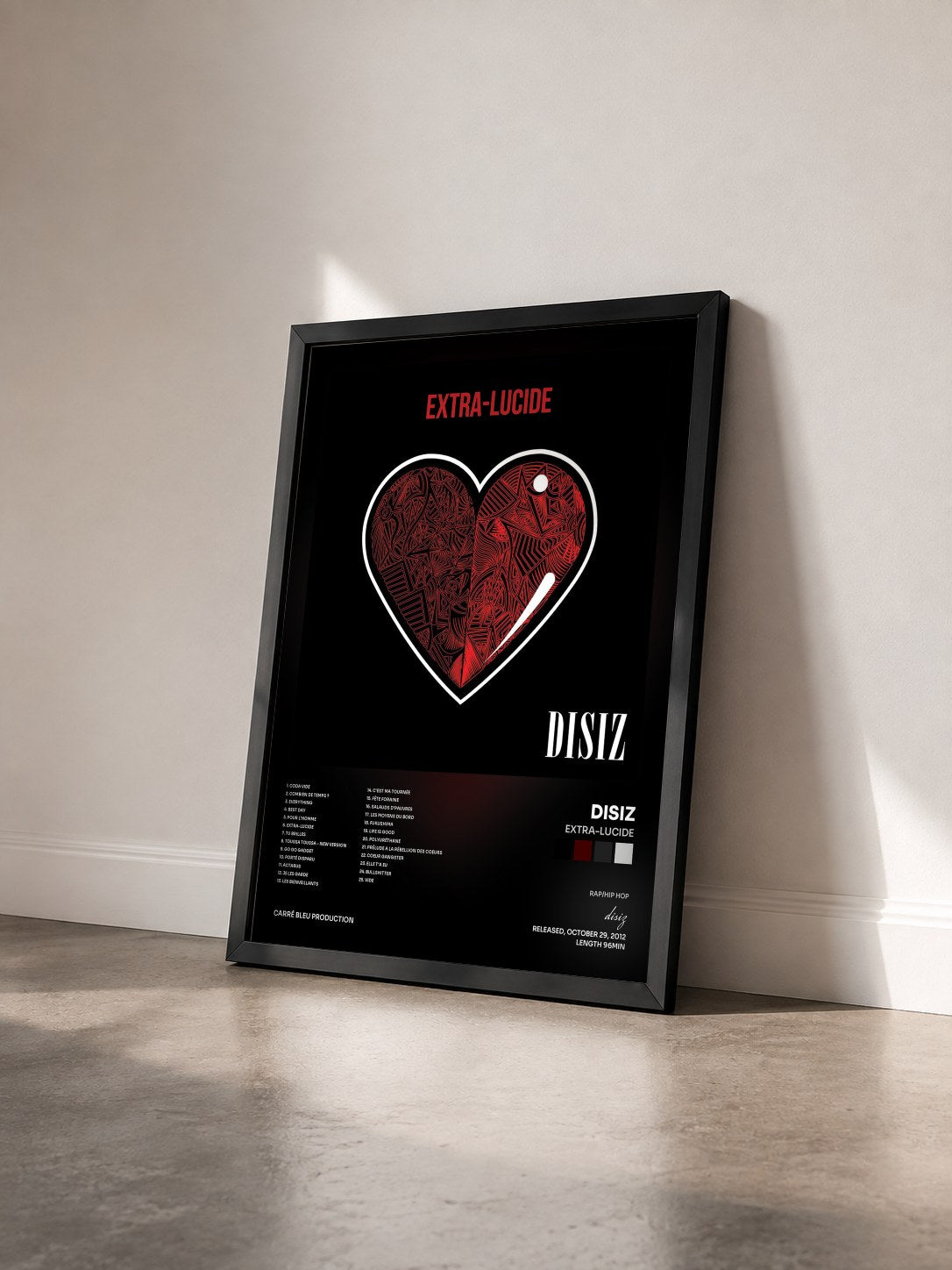 #noir Tableau de l'album Extra-lucide de disiz vu de trois quarts, cadre noir