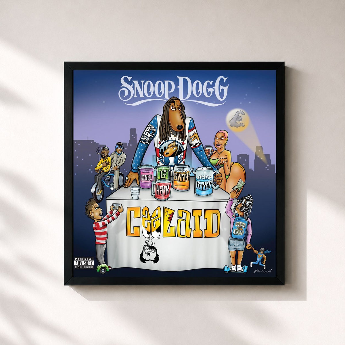 #noir Tableau carré de l'album COOLAID de Snoop Dogg, cadre noir 32x32 cm