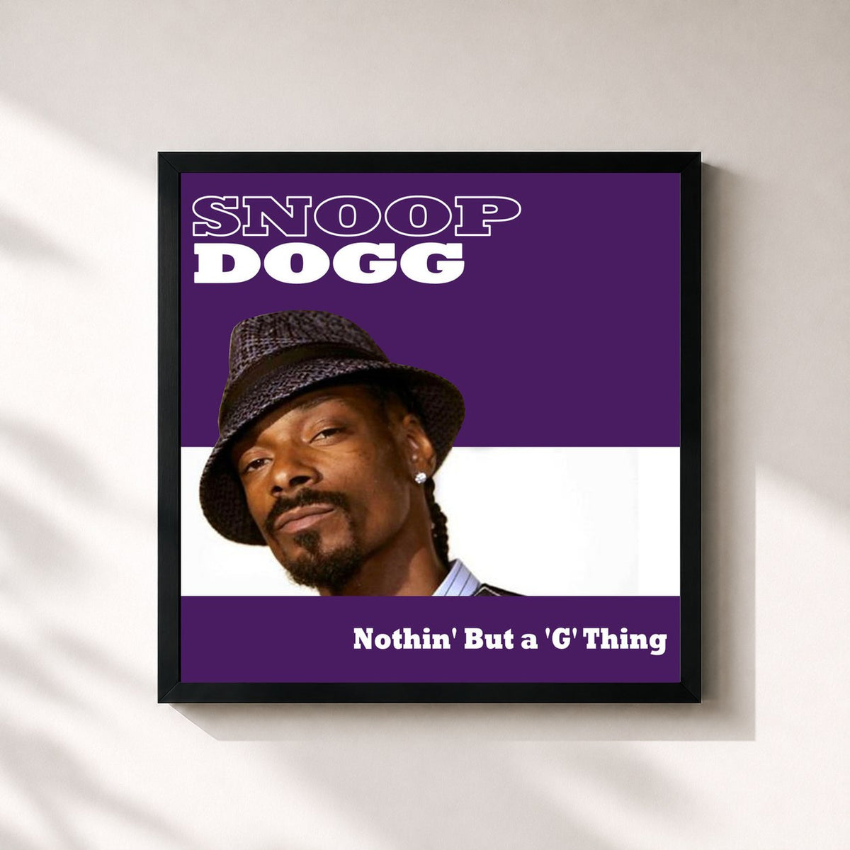 #noir Tableau carré de l'album Nuthin' But a 'G' Thing de Snoop Dogg, cadre noir 32x32 cm