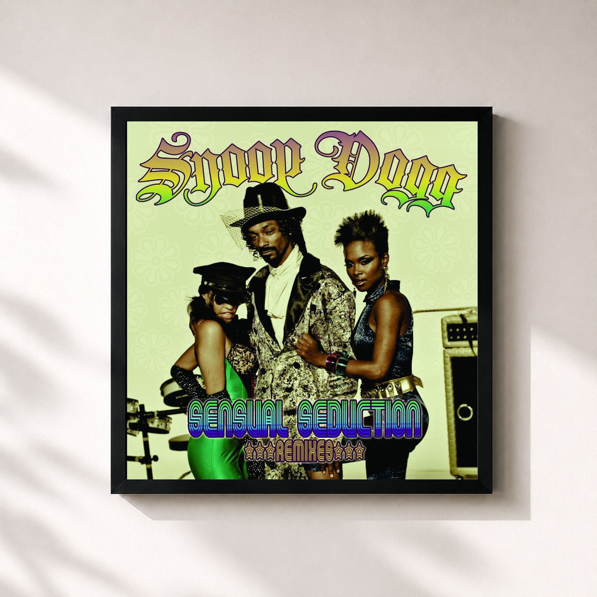 #noir Tableau carré de l'album Sensual Seduction Remixes (International Digital Remix Bundle) de Snoop Dogg, cadre noir 32x32 cm