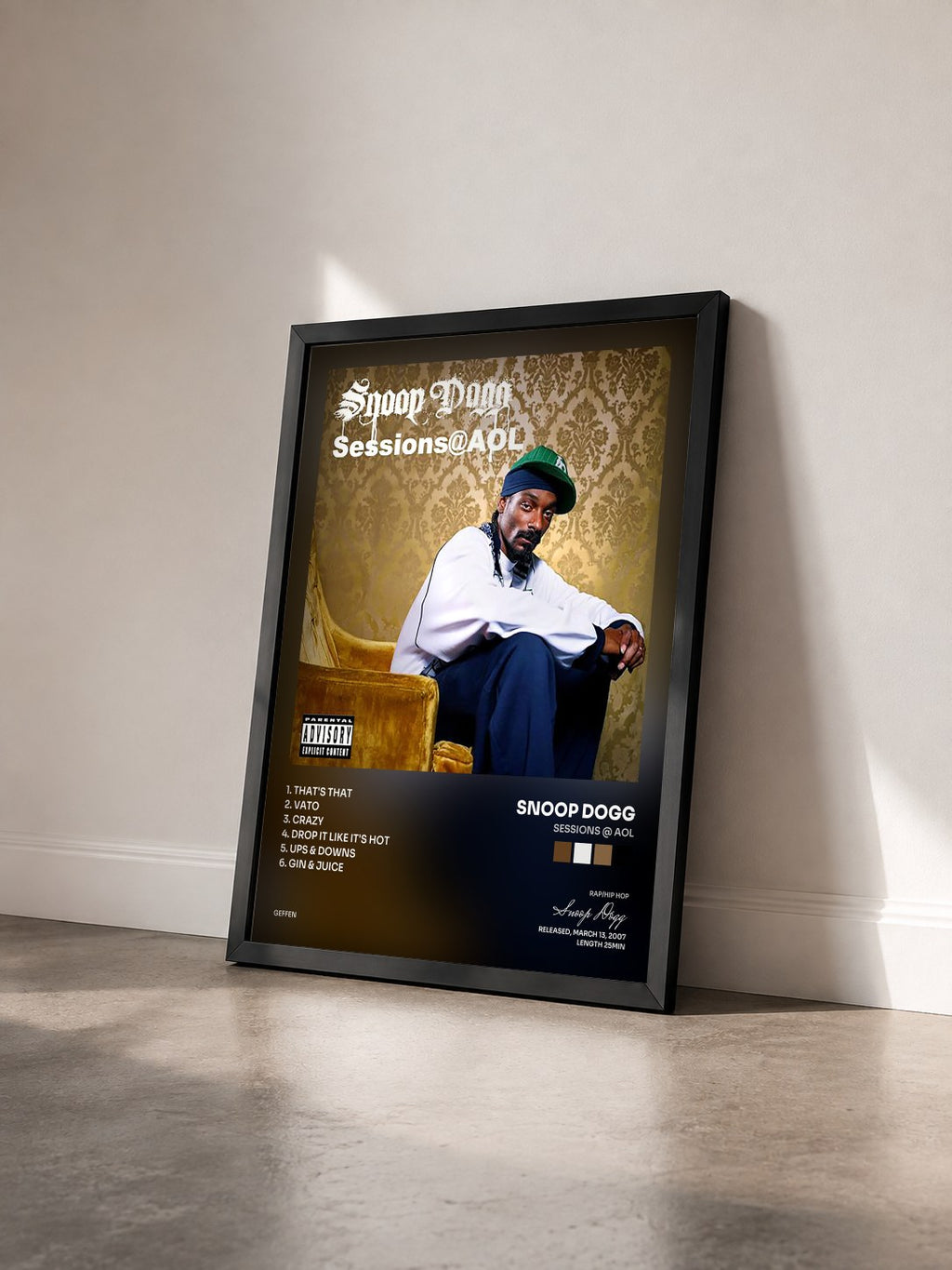 #noir Sessions @ AOL di Snoop Dogg in stampa incorniciata vista di tre quarti, cornice nera