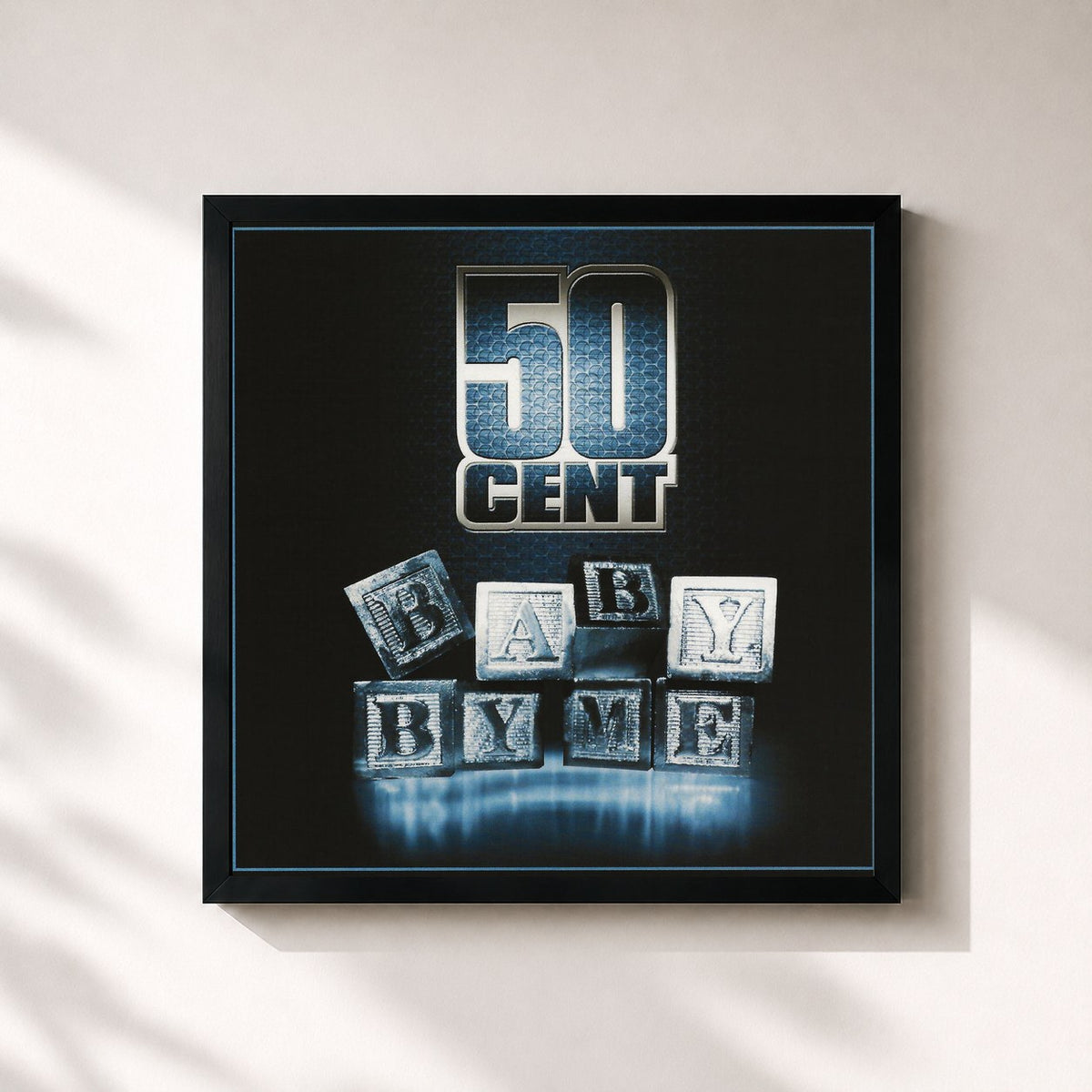 #noir Tableau carré de l'album Baby By Me de 50 Cent, cadre noir 32x32 cm
