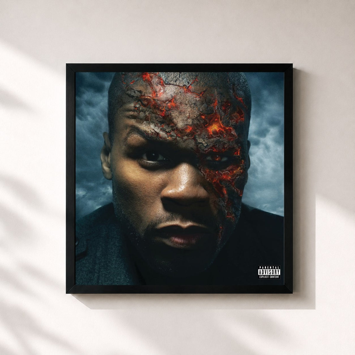 #noir Tableau carré de l'album Before I Self-Destruct de 50 Cent, cadre noir 32x32 cm