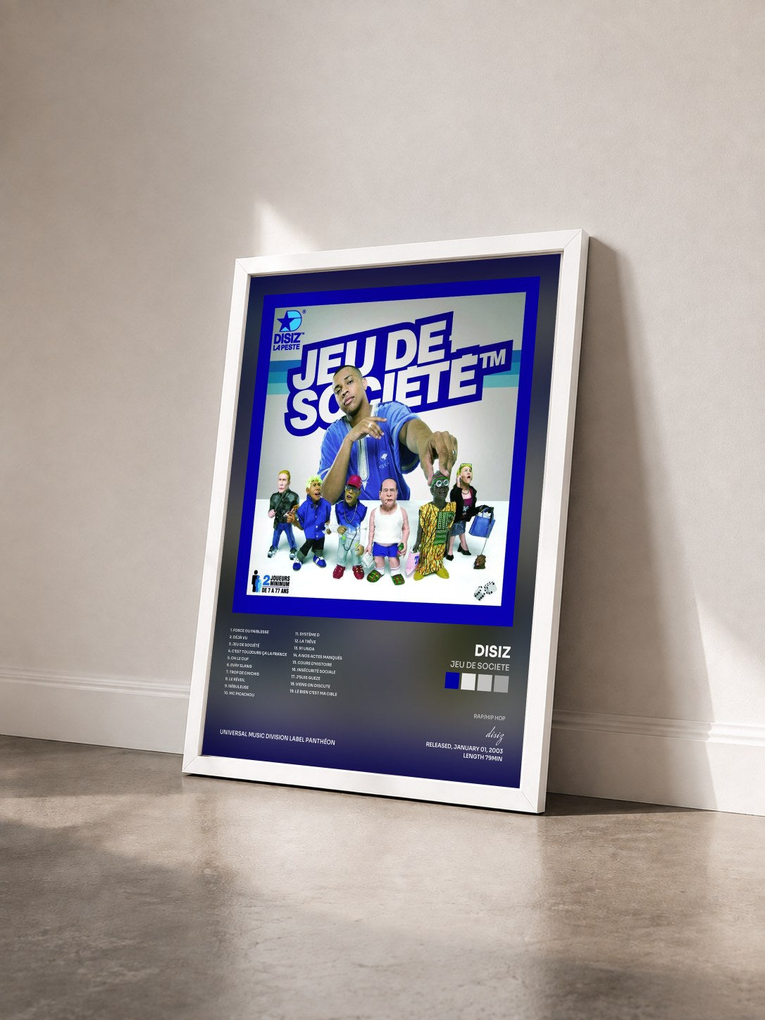 #blanc Tableau de l'album Jeu De Societe de disiz vu de trois quarts, cadre blanc
