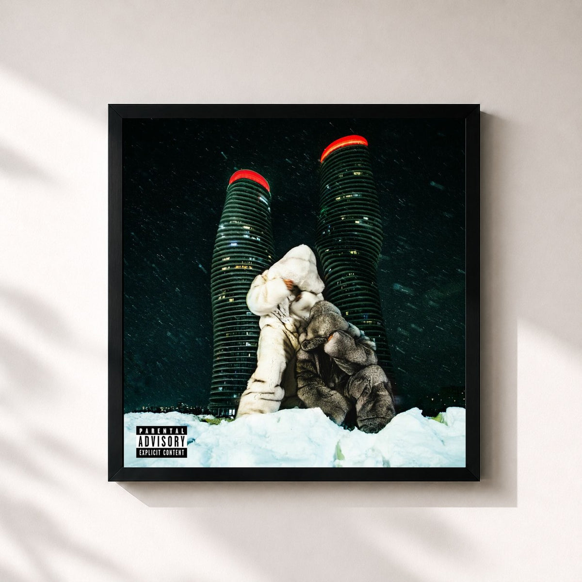 #noir Tableau carré de l'album $ome $exy $ongs 4 U de PARTYNEXTDOOR, cadre noir 32x32 cm