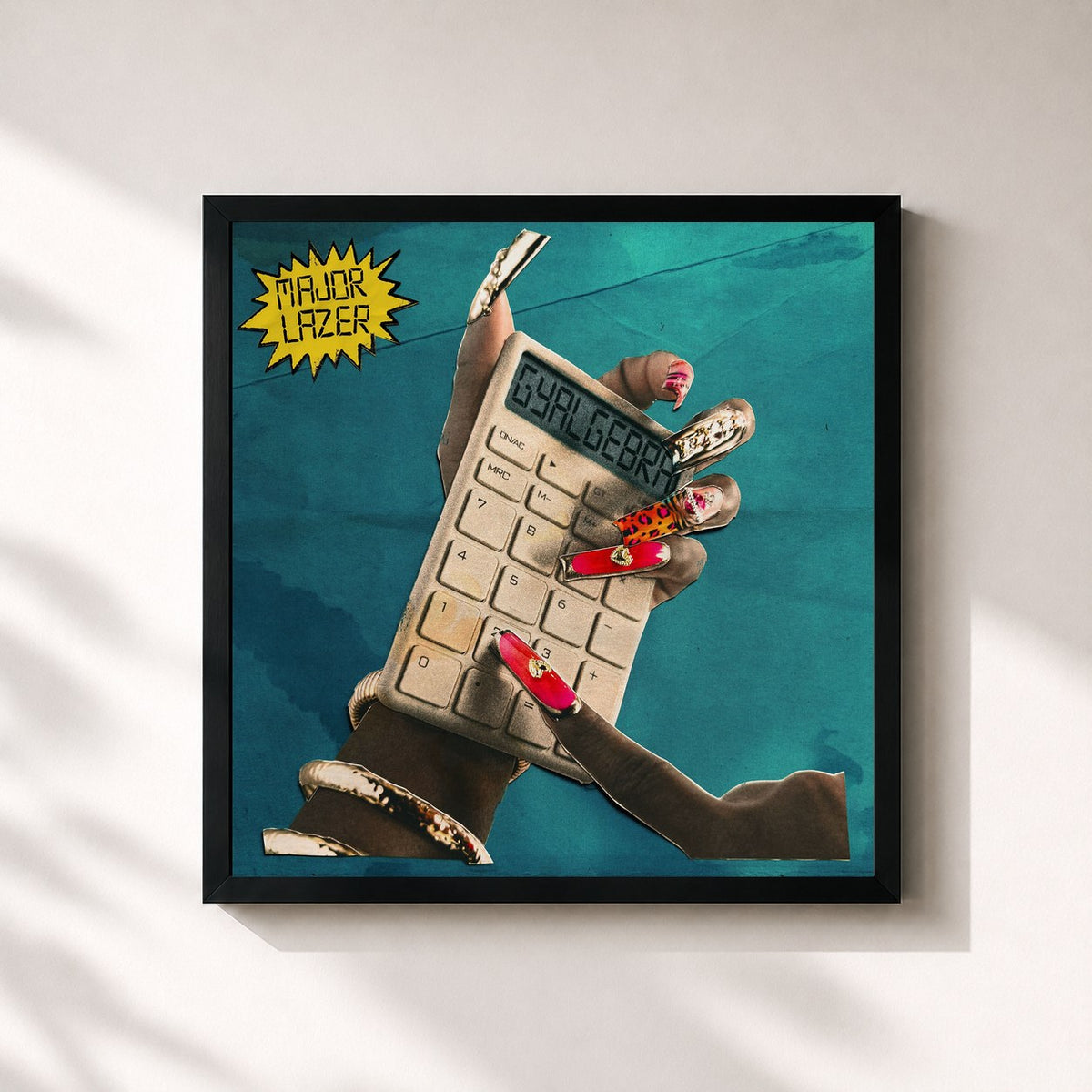 #noir Tableau carré de l'album GYALGEBRA de Major Lazer, cadre noir 32x32 cm
