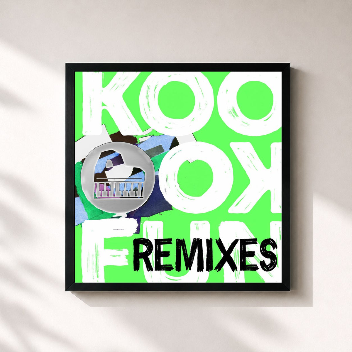#noir Tableau carré de l'album Koo Koo Fun (Remixes) de Major Lazer, cadre noir 32x32 cm