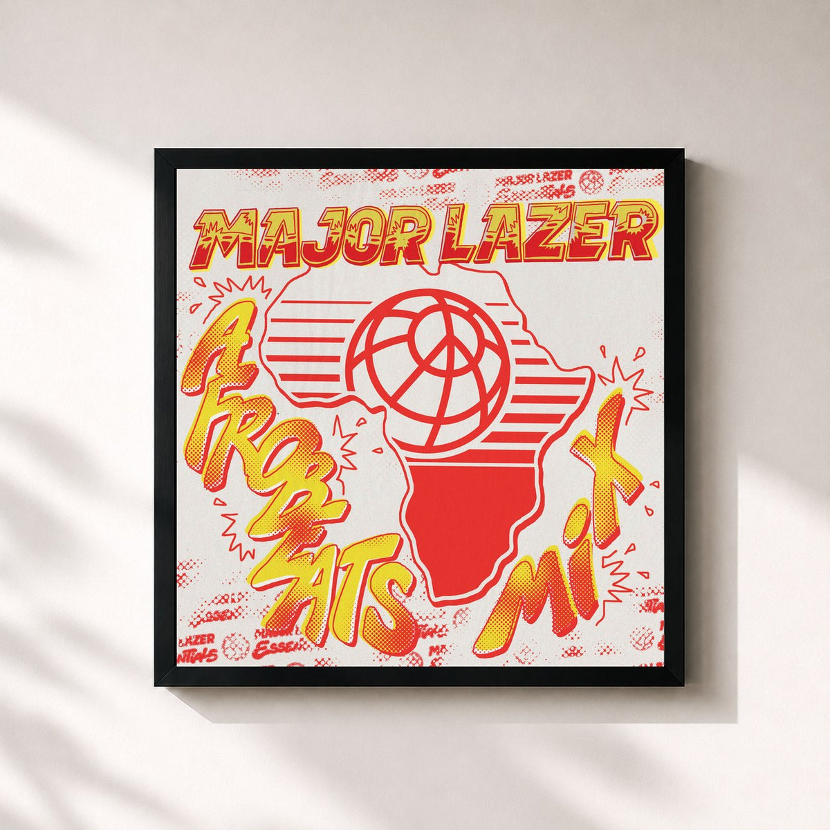#noir Tableau carré de l'album Afrobeats Mix (DJ Mix) de Major Lazer, cadre noir 32x32 cm