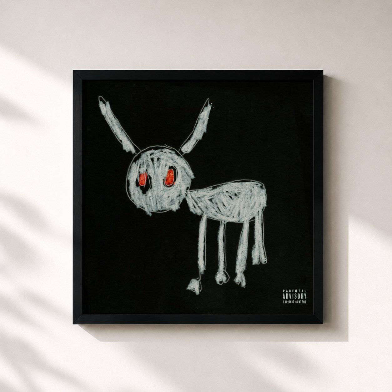 #noir Tableau carré de l'album For All The Dogs de Drake, cadre noir 32x32 cm