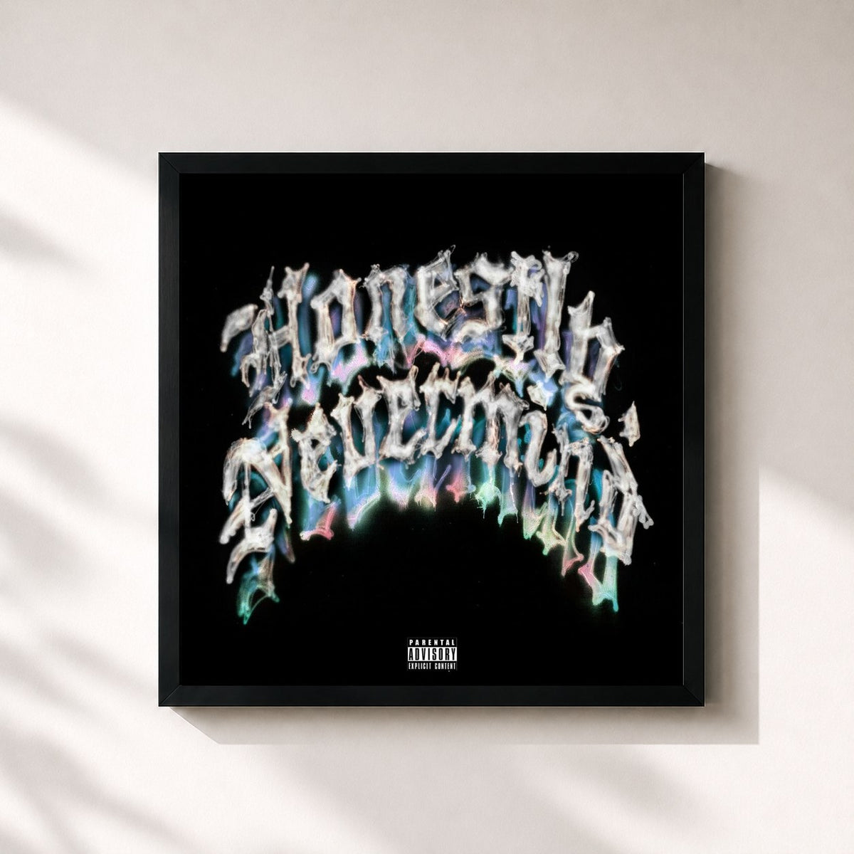 #noir Tableau carré de l'album Honestly, Nevermind de Drake, cadre noir 32x32 cm