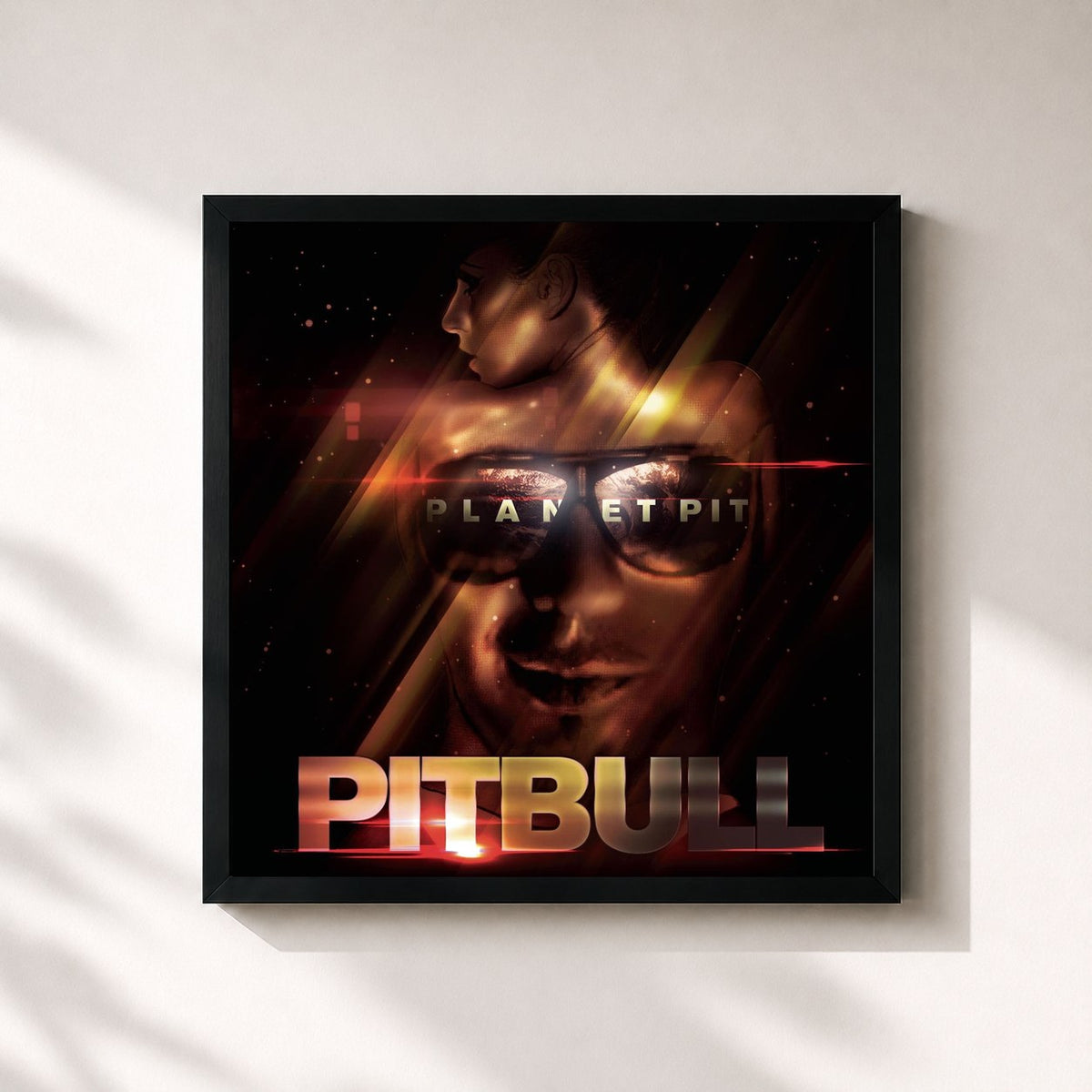 #noir Planet Pit (Deluxe Version) von Pitbull als quadratischer Kunstdruck, schwarzer Rahmen 32x32 cm