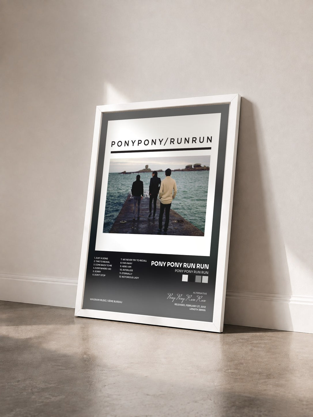 #blanc Tableau de l'album Pony Pony Run Run de Pony Pony Run Run vu de trois quarts, cadre blanc