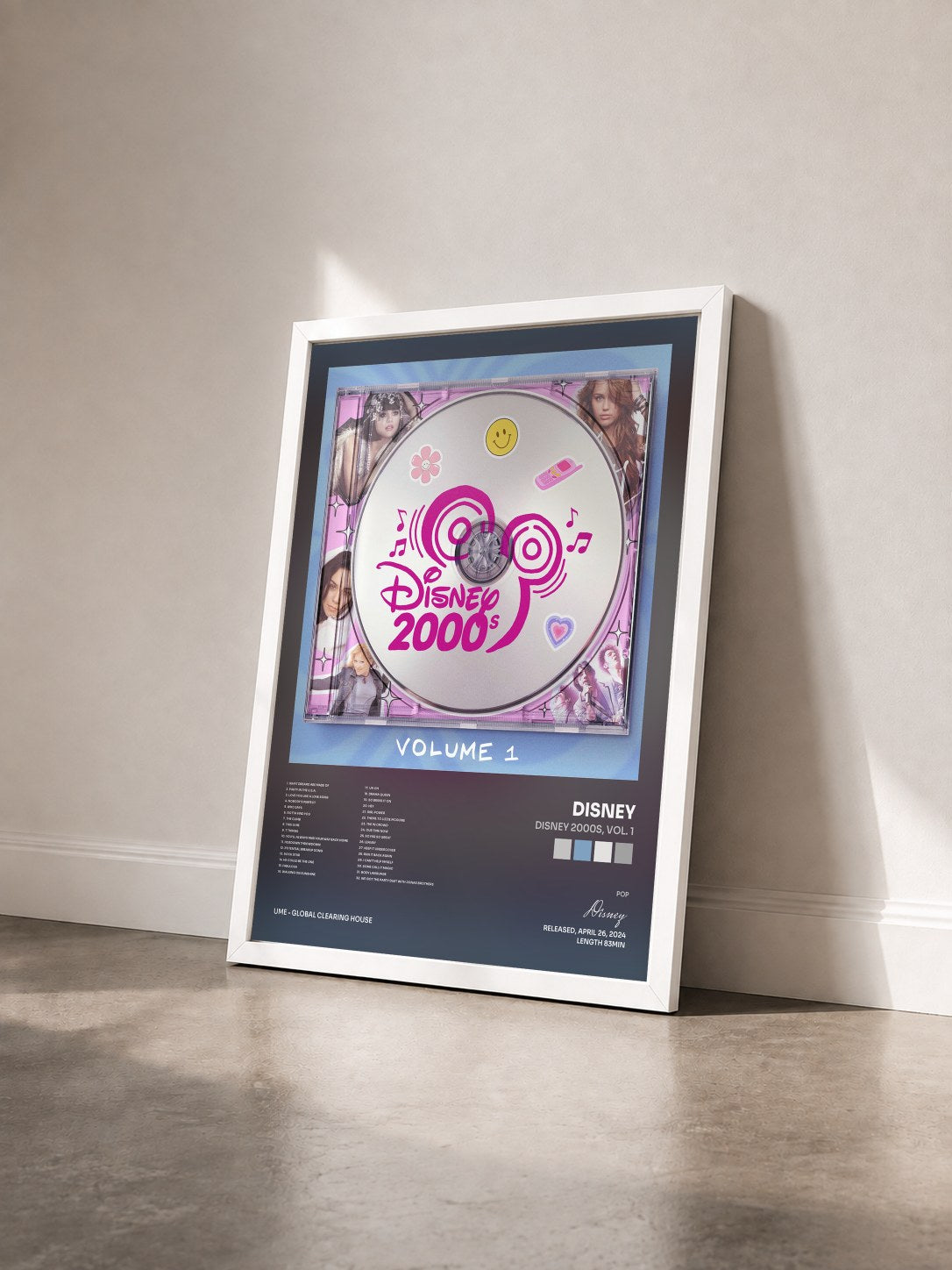 #blanc Tableau de l'album Disney 2000s, Vol. 1 de Disney vu de trois quarts, cadre blanc