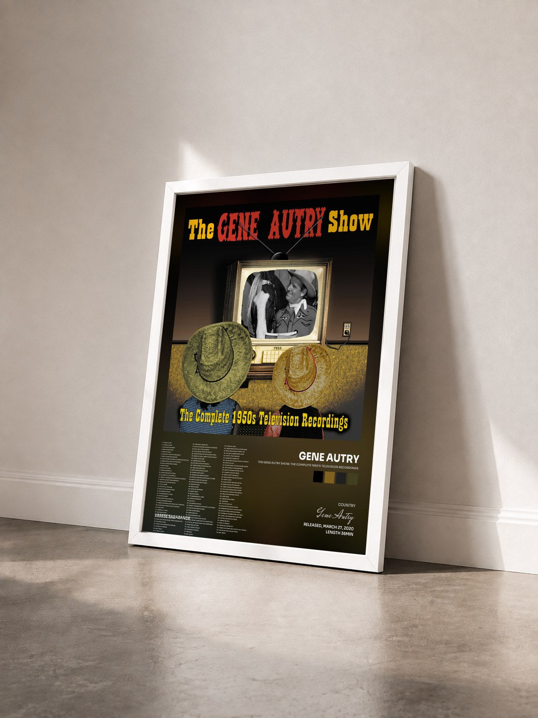 #blanc Tableau de l'album The Gene Autry Show: The Complete 1950's Television Recordings de Gene Autry vu de trois quarts, cadre blanc