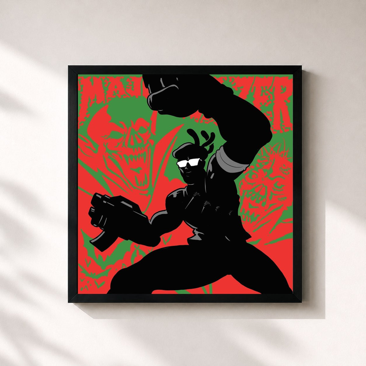 #noir Tableau carré de l'album Guns Don't Kill People... Lazers Do (15th Anniversary Edition) de Major Lazer, cadre noir 32x32 cm