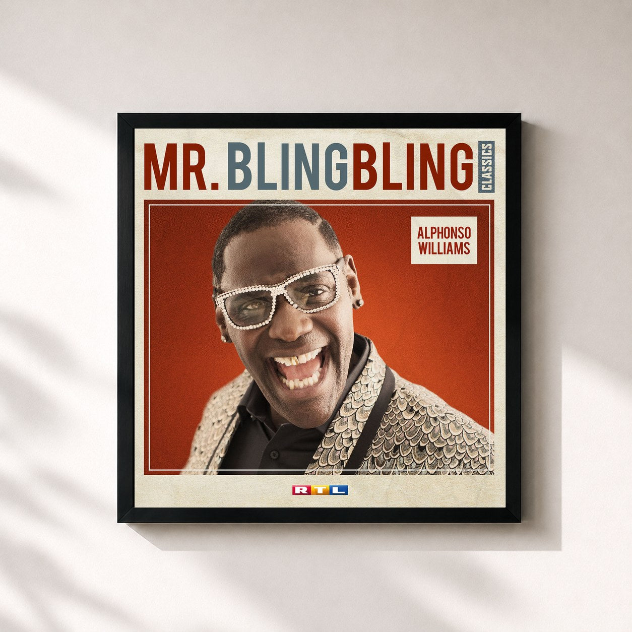 #noir Tableau carré de l'album Mr. Bling Bling Classics de alphonso williams, cadre noir 32x32 cm