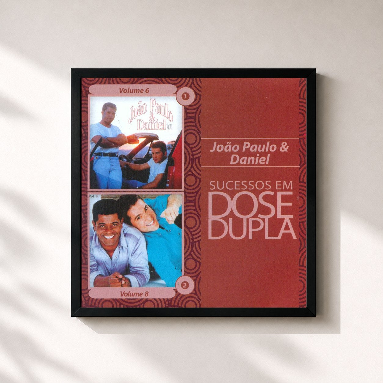 #noir Tableau carré de l'album Dose Dupla João Paulo and Daniel de João Paulo & Daniel, cadre noir 32x32 cm