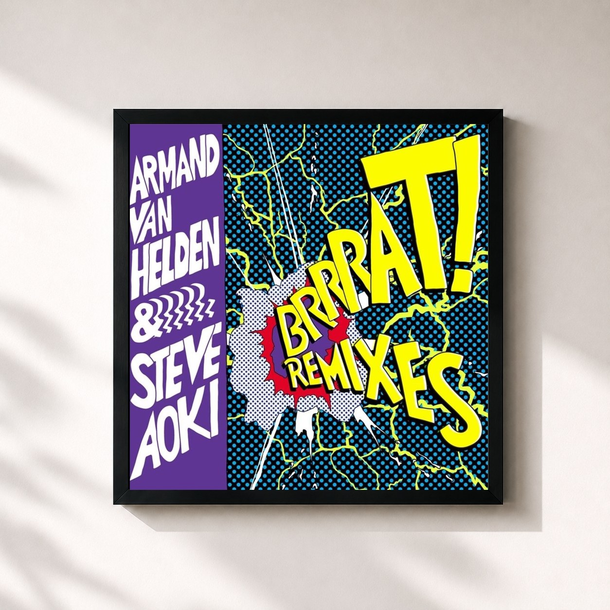 #noir Tableau carré de l'album Brrrat! - REMIXES de Armand van Helden, cadre noir 32x32 cm