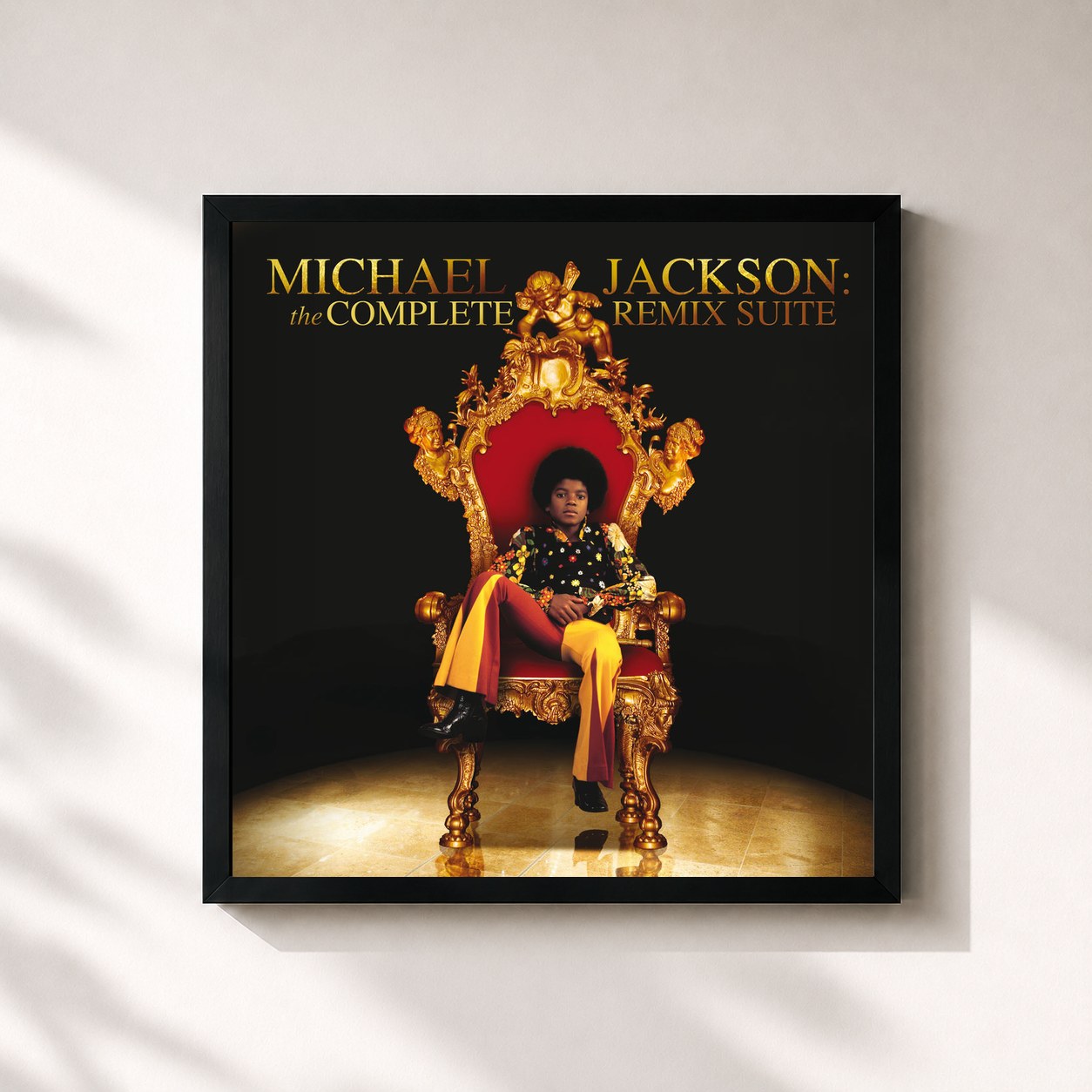#noir Tableau carré de l'album Michael Jackson: The Complete Remix Suite de Michael Jackson, cadre noir 32x32 cm