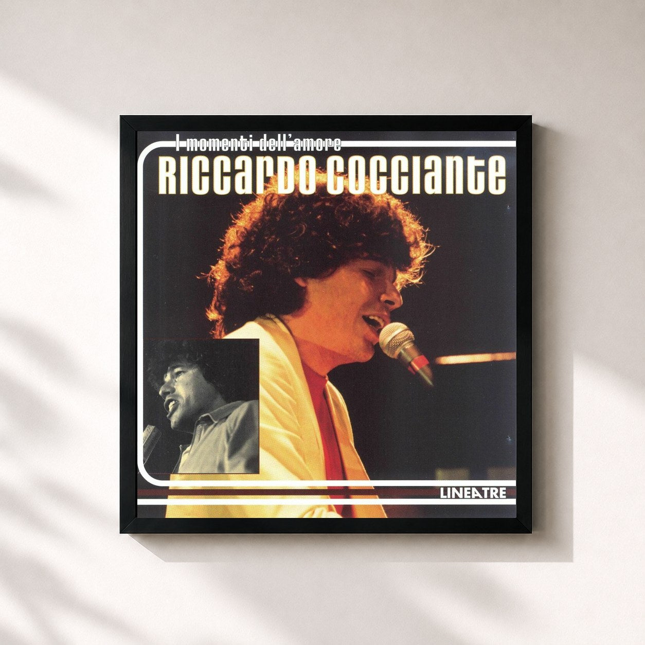 #noir Tableau carré de l'album I Momenti Dell'Amore de Riccardo Cocciante, cadre noir 32x32 cm