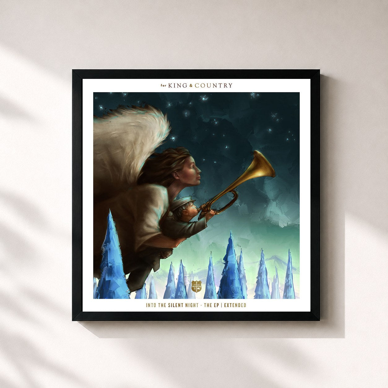 #noir Tableau carré de l'album Into The Silent Night (Extended) de for King & Country, cadre noir 32x32 cm