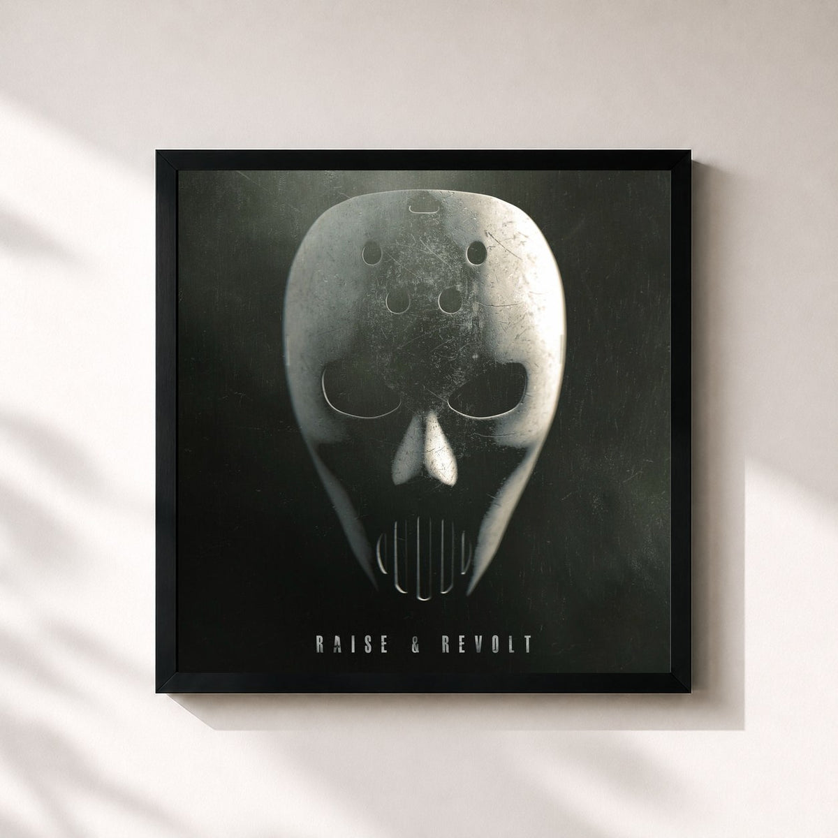 #noir Tableau carré de l'album Raise & Revolt de Angerfist, cadre noir 32x32 cm