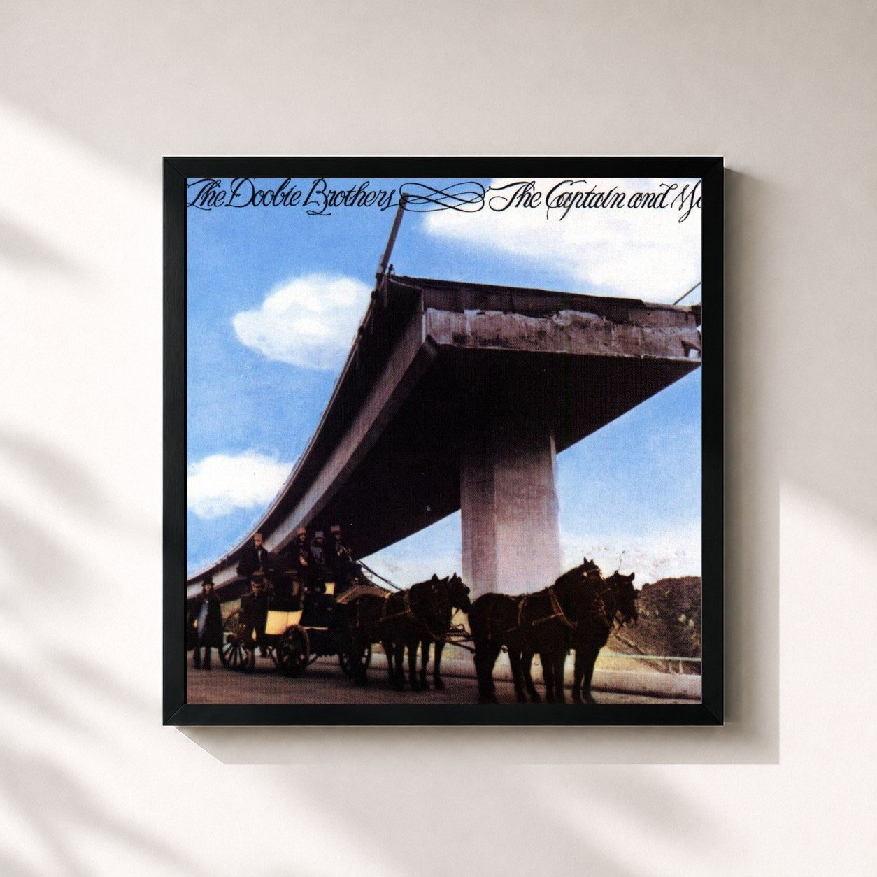 #noir Tableau carré de l'album The Captain and Me de The Doobie Brothers, cadre noir 32x32 cm