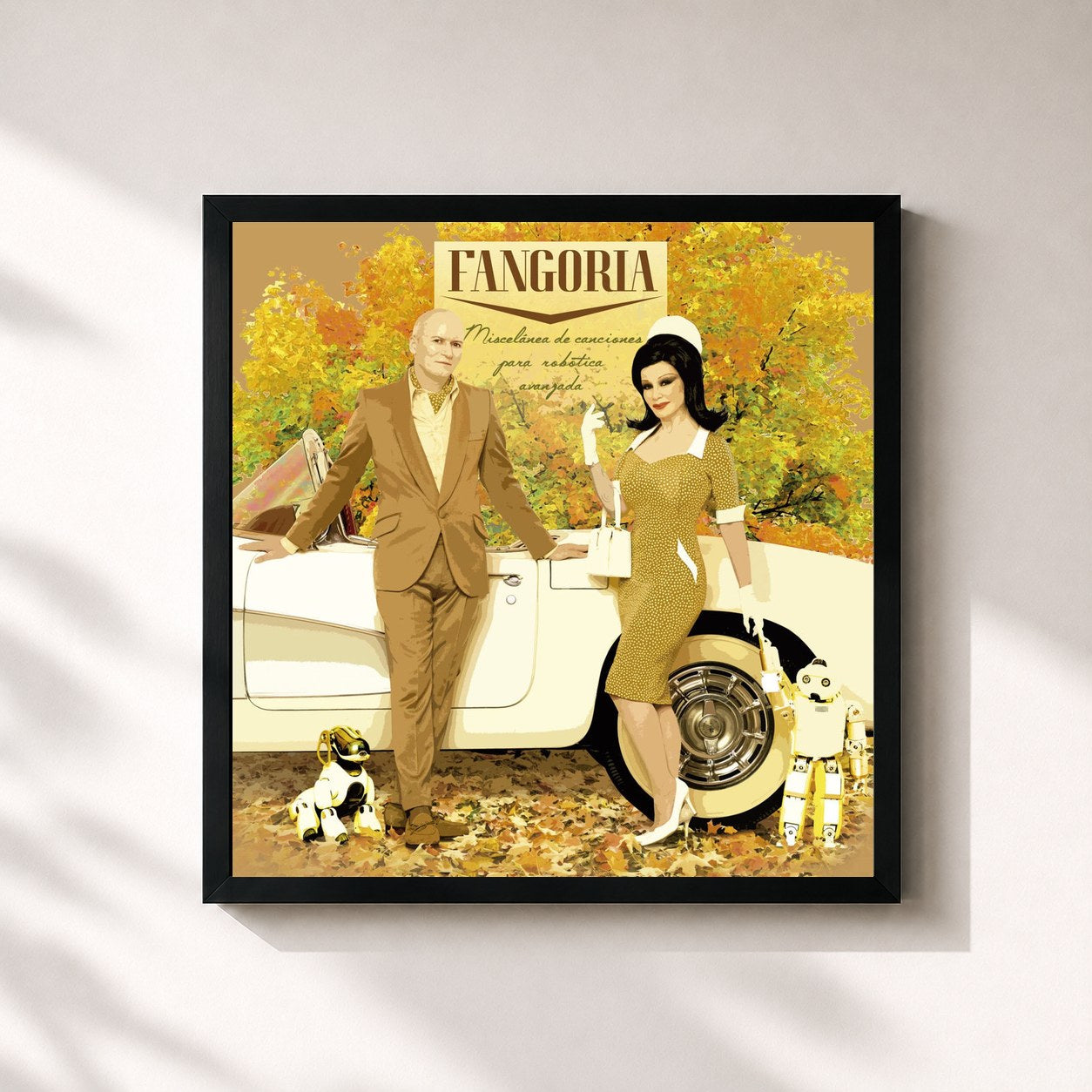 #noir Tableau carré de l'album Miscelánea de canciones para robótica avanzada de Fangoria, cadre noir 32x32 cm