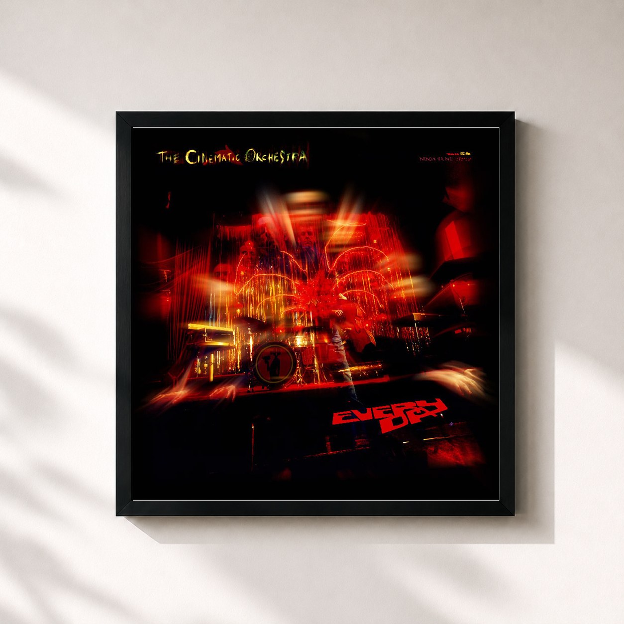 #noir Tableau carré de l'album Every Day de The Cinematic Orchestra, cadre noir 32x32 cm