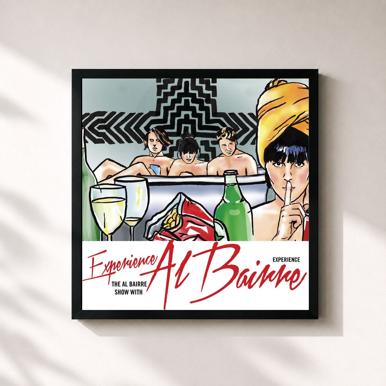 #noir Tableau carré de l'album Experience the Al Bairre Show With Al Bairre Experience de Al Bairre, cadre noir 32x32 cm