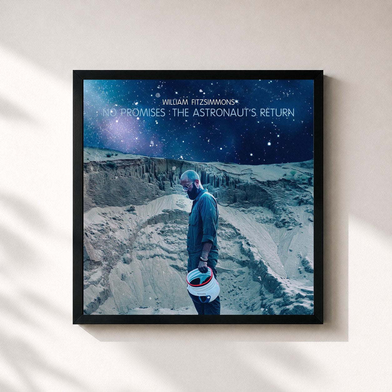 #noir Tableau carré de l'album No Promises: The Astronauts Return de William Fitzsimmons, cadre noir 32x32 cm