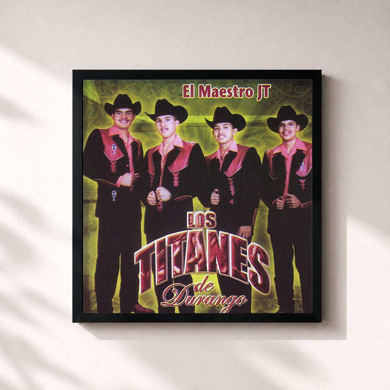 #noir Tableau carré de l'album El Maestro JT de Los Titanes De Durango, cadre noir 32x32 cm