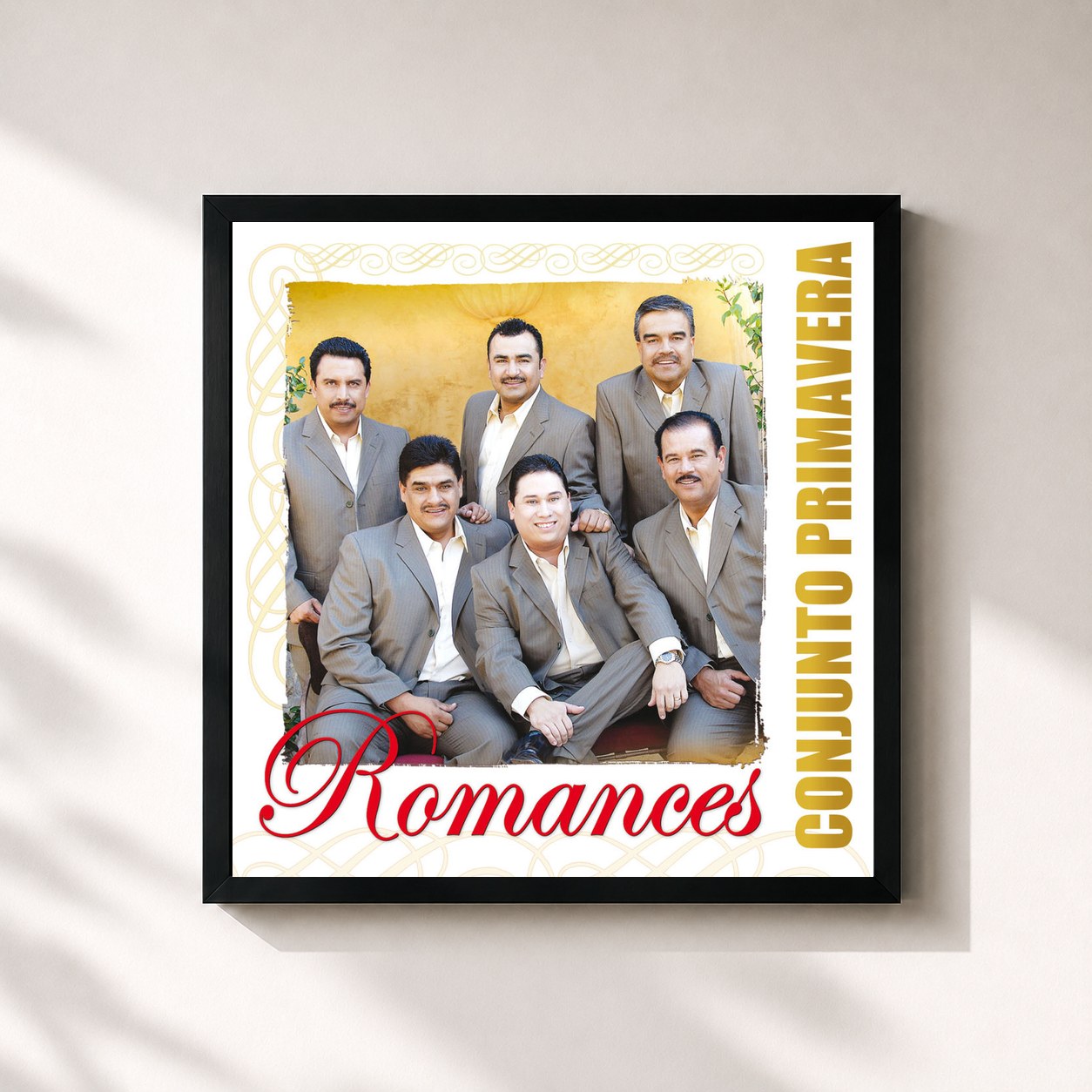 #noir Tableau carré de l'album Romances de Conjunto Primavera, cadre noir 32x32 cm