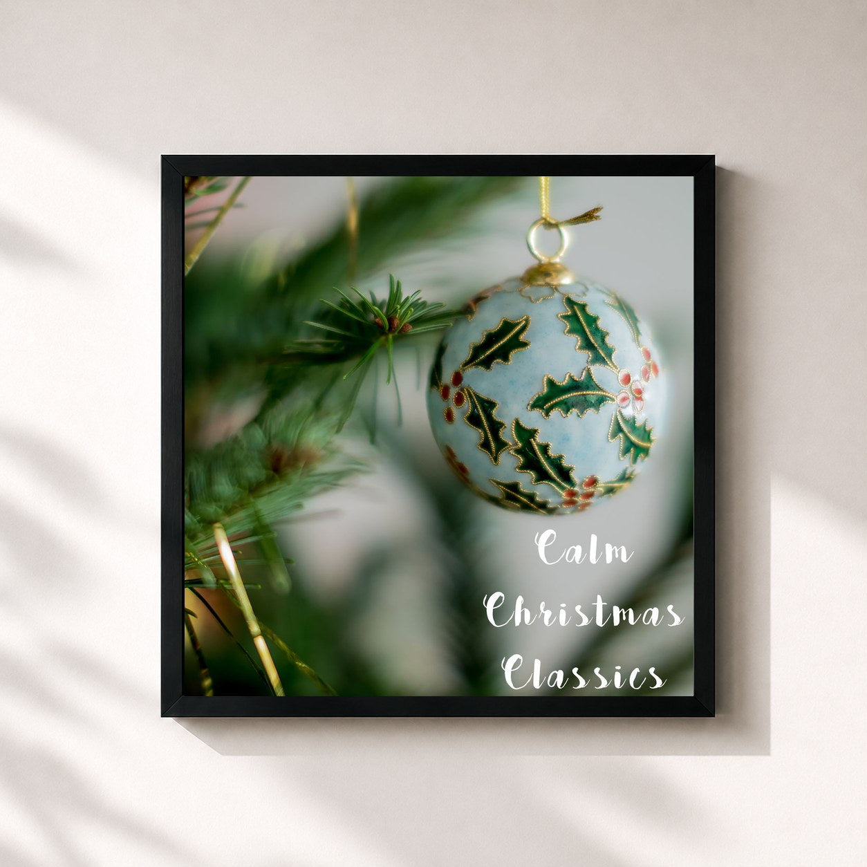 #noir Tableau carré de l'album Calm Christmas Classics de Canciones De Navidad, cadre noir 32x32 cm