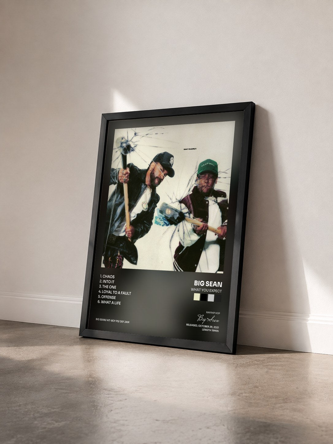 #noir Tableau de l'album What You Expect de Big Sean vu de trois quarts, cadre noir