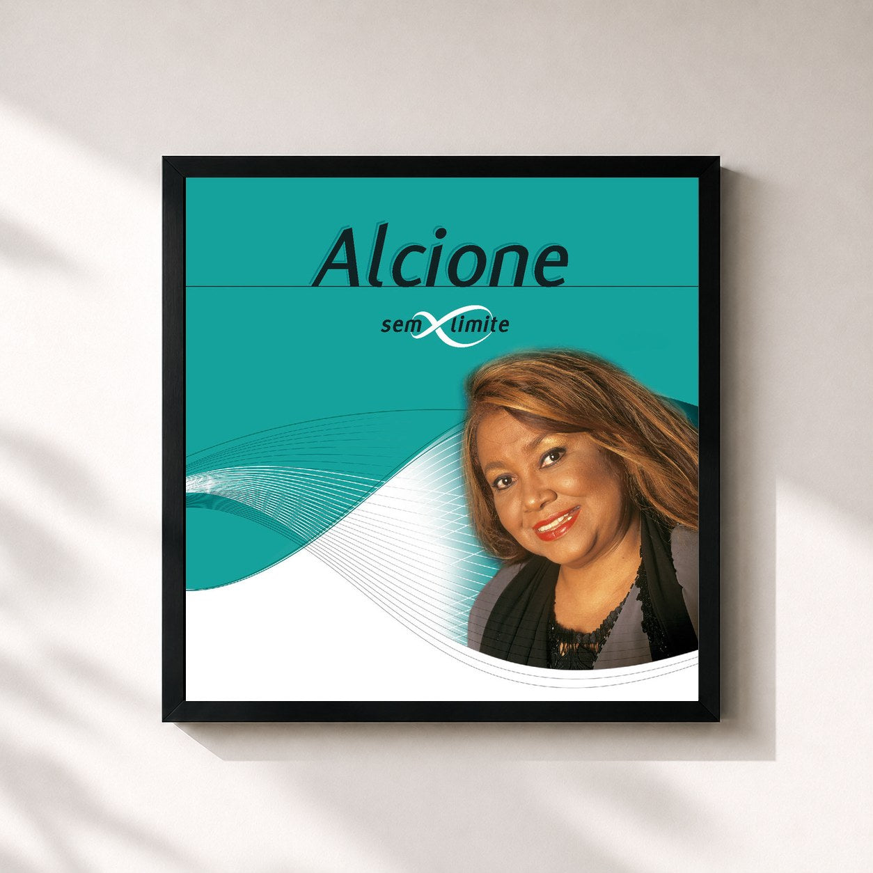 #noir Tableau carré de l'album Alcione Sem Limite de Alcione, cadre noir 32x32 cm