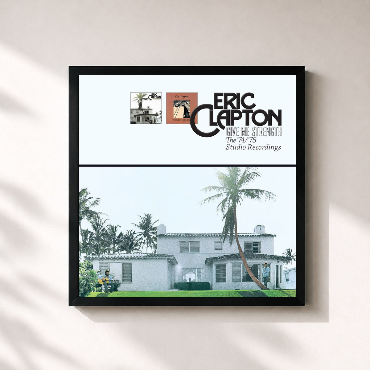 #noir Tableau carré de l'album Give Me Strength: The ‘74/’75 Studio Recordings de Eric Clapton, cadre noir 32x32 cm