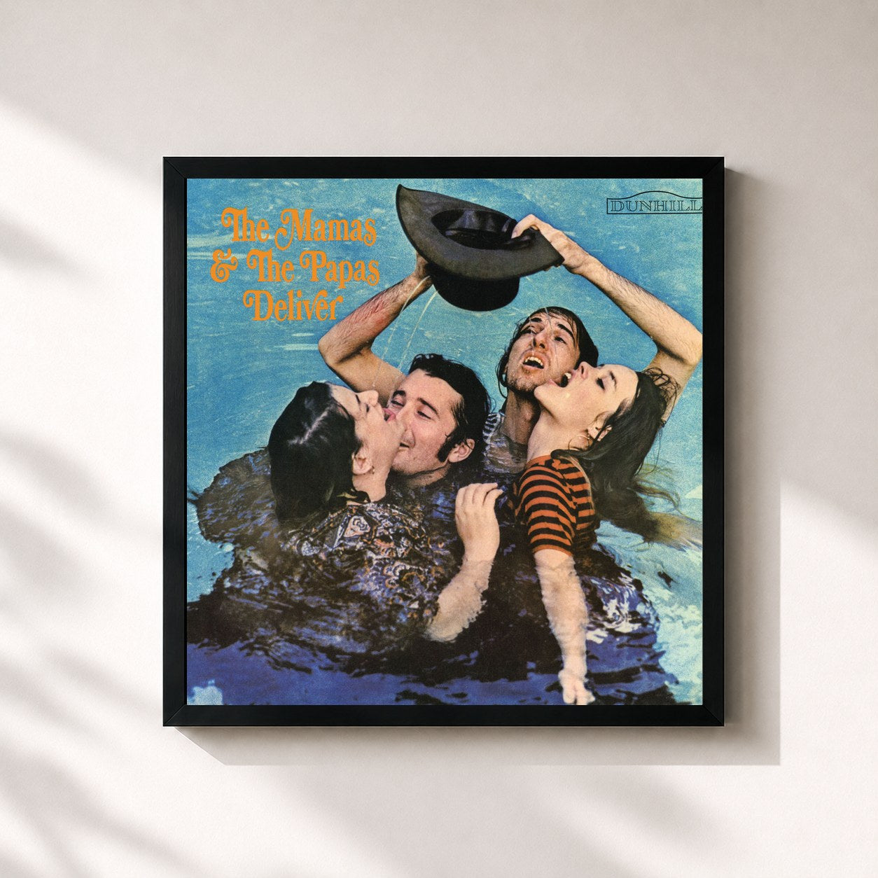 #noir Tableau carré de l'album Deliver de The Mamas & The Papas, cadre noir 32x32 cm