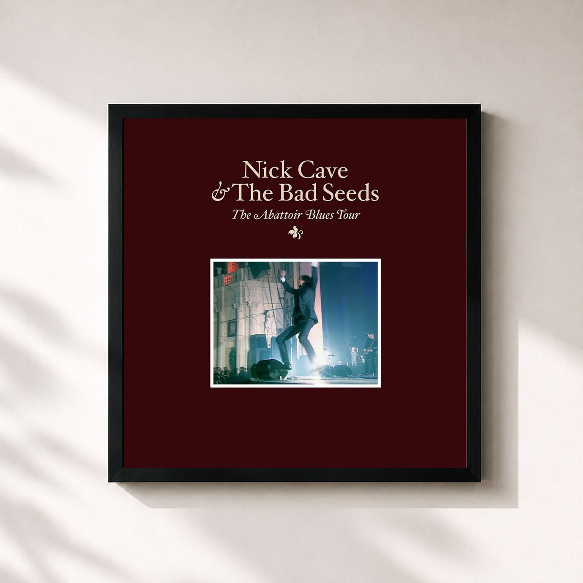 #noir Tableau carré de l'album The Abattoir Blues Tour de Nick Cave & The Bad Seeds, cadre noir 32x32 cm