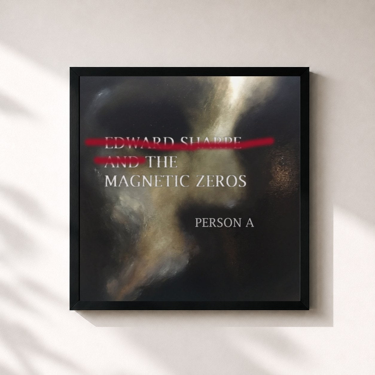 #noir Tableau carré de l'album PersonA de Edward Sharpe & The Magnetic Zeros, cadre noir 32x32 cm